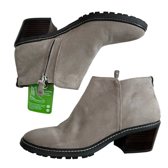 Sam Edelman Pryce Putty Suede Block Heel Ankle Booties Size 10M - Picture 7 of 16